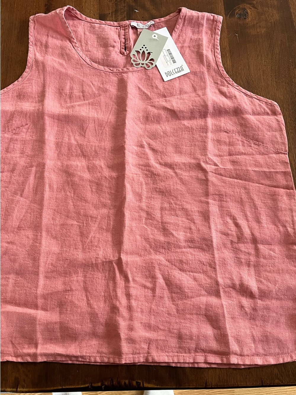 Dolcezza Pink Sleeveless Linen Tank Top